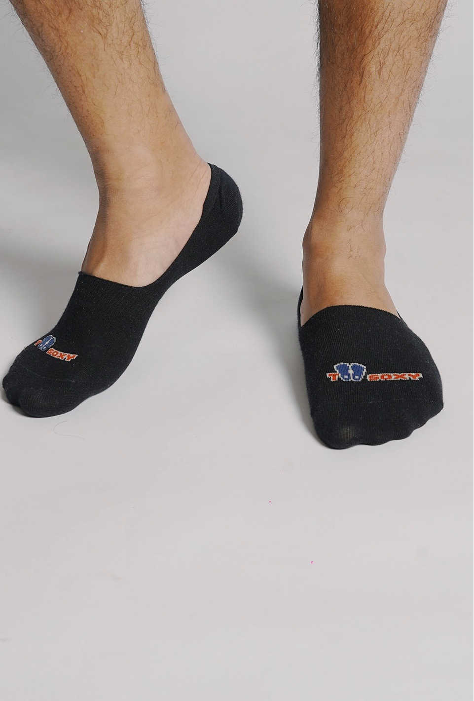 Black Too Soxy No Show Socks worn on feet