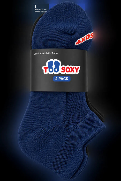 Too Soxy Low Cut Athletic Socks 4 Pack in navy