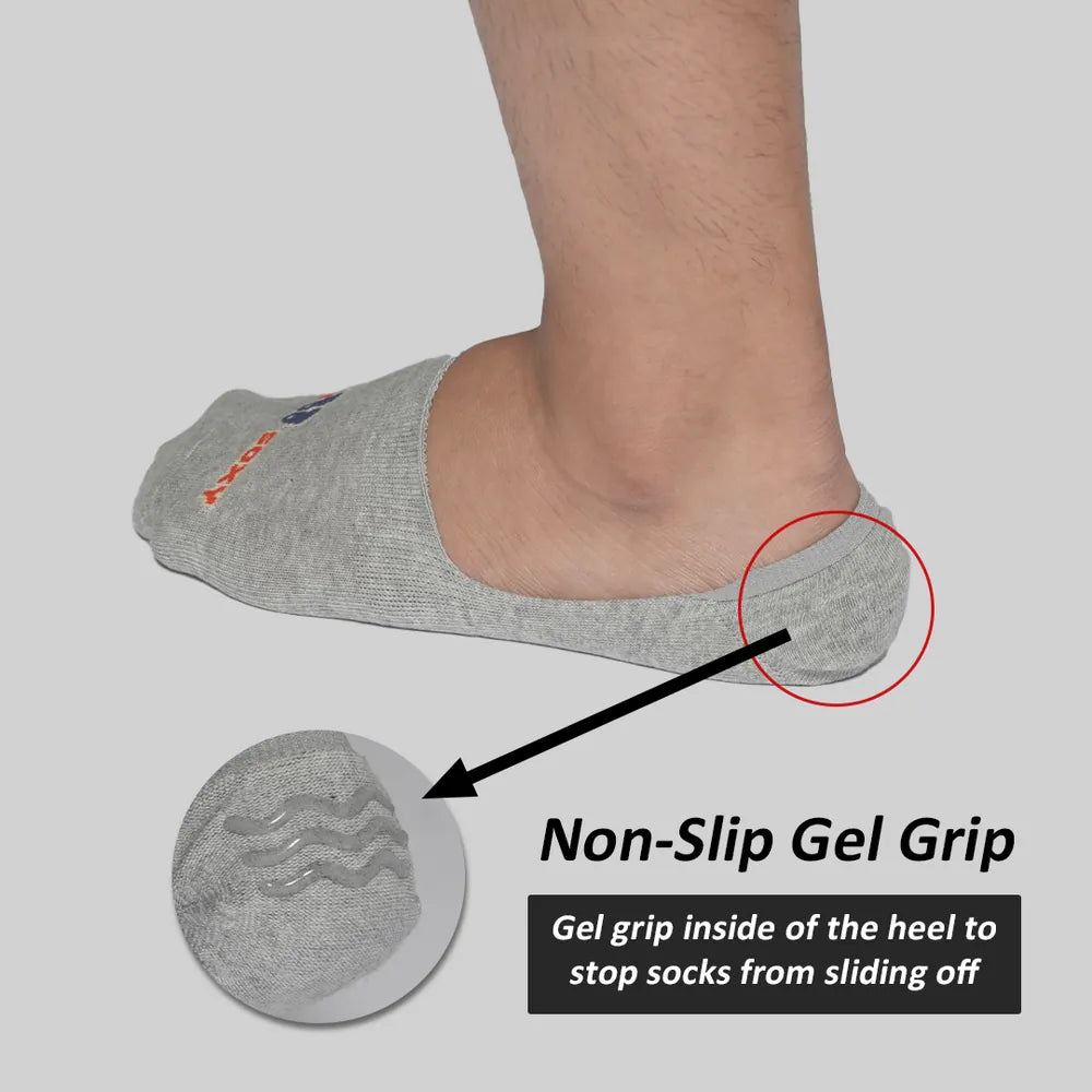 Close-up of the non-slip gel grip inside the heel of Too Soxy No Show Socks