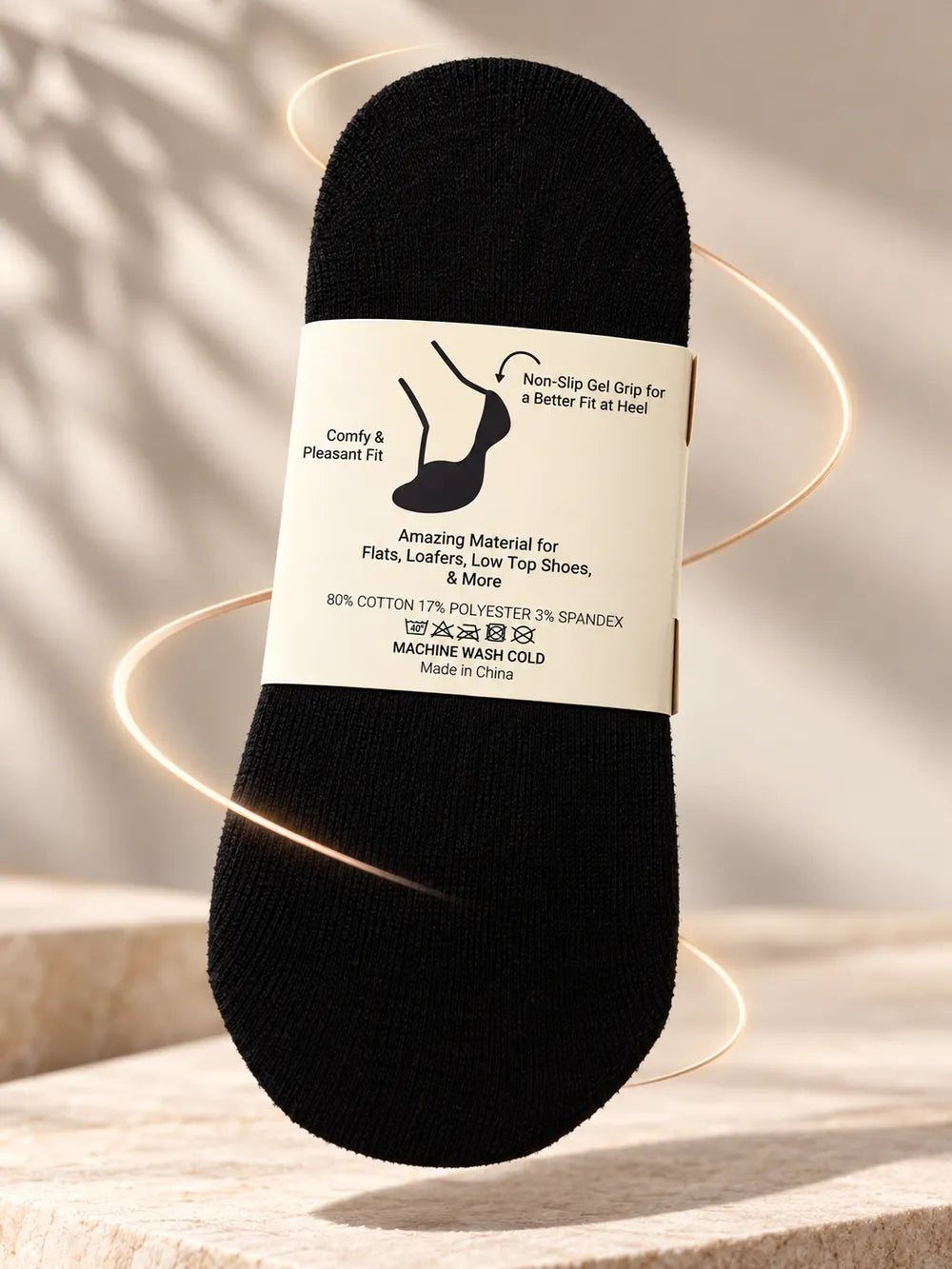 Black Too Soxy No Show Sock with its packaging band