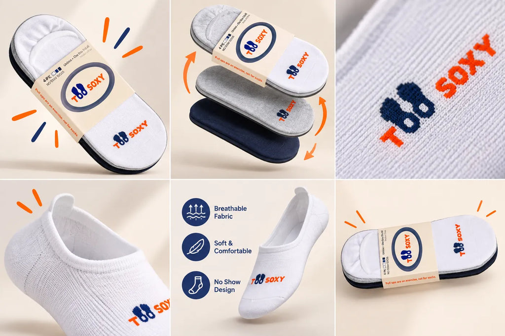 Too Soxy No Show Socks details: breathable fabric, soft fit and no-show design